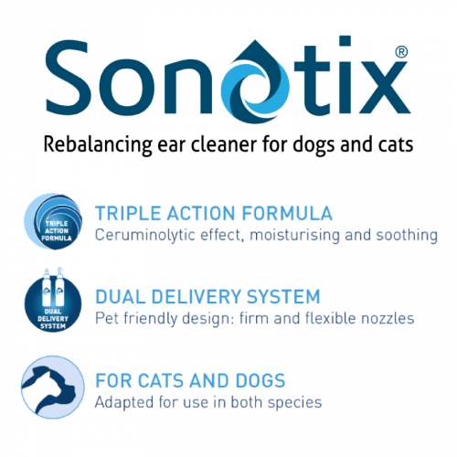 Sonotix ear cleaner for dogs and cats - benefits